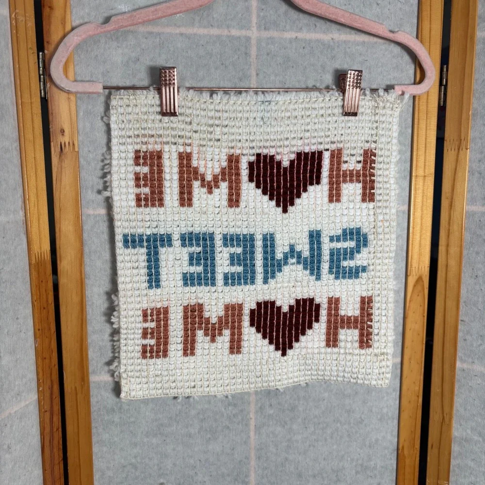 Handmade Home Sweet Home Textile Wall Art Decor Latch Hook Wall Art Vintage‎